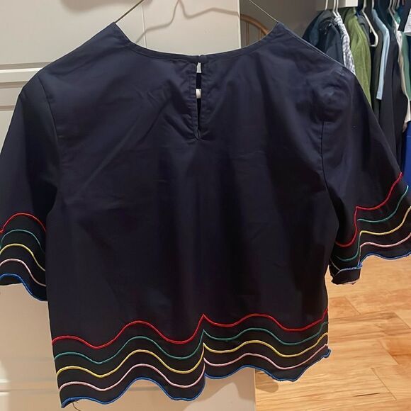 The Impeccable Pig Navy Embroidered Top - Picture 4 of 7